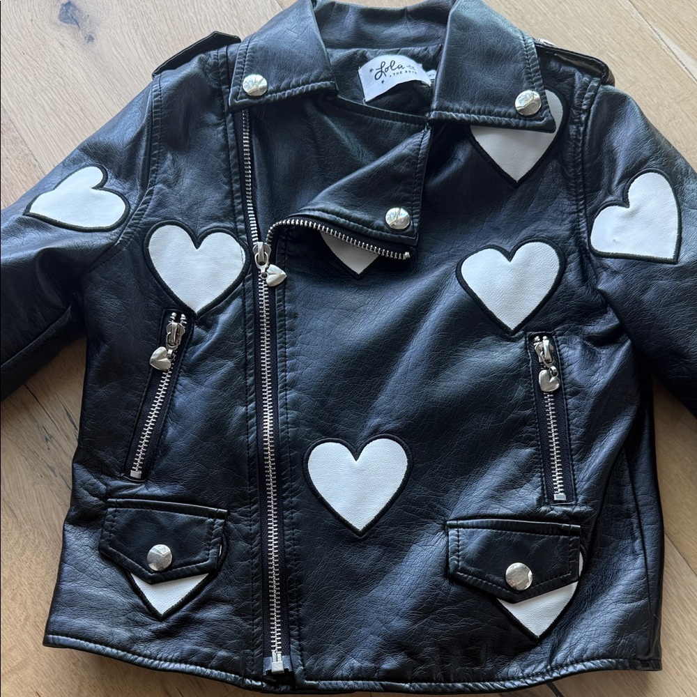 Lola + The Boys Black Faux Leather Jacket with Pink Accent - Picture 3 of 8